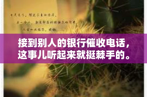 接到别人的银行催收电话，这事儿听起来就挺棘手的。我最近就遇到了这样的事情，所以想和大家聊聊这个话题。首先，你得明白，银行催收电话并不是什么新鲜事儿，但面对这样的电话，我们该如何应对呢？下面，我就从自己的经历出发，和大家分享一下我的看法。