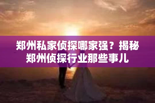 郑州私家侦探哪家强？揭秘郑州侦探行业那些事儿